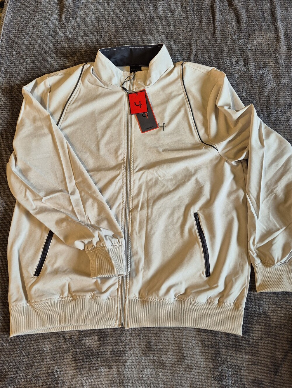 Short Par 4 Men's Size XL Lightweight Full Zip Khaki Windbreaker Golf Jacket